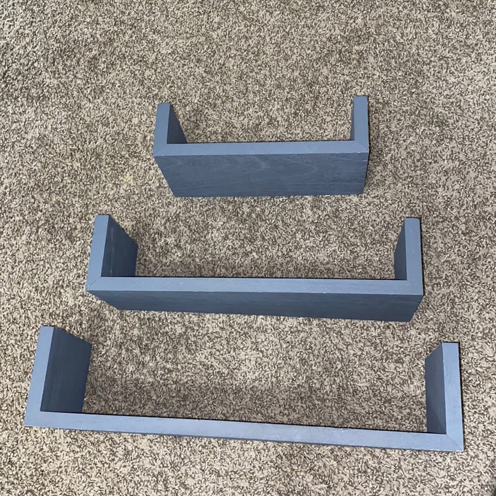Grey floating shelves